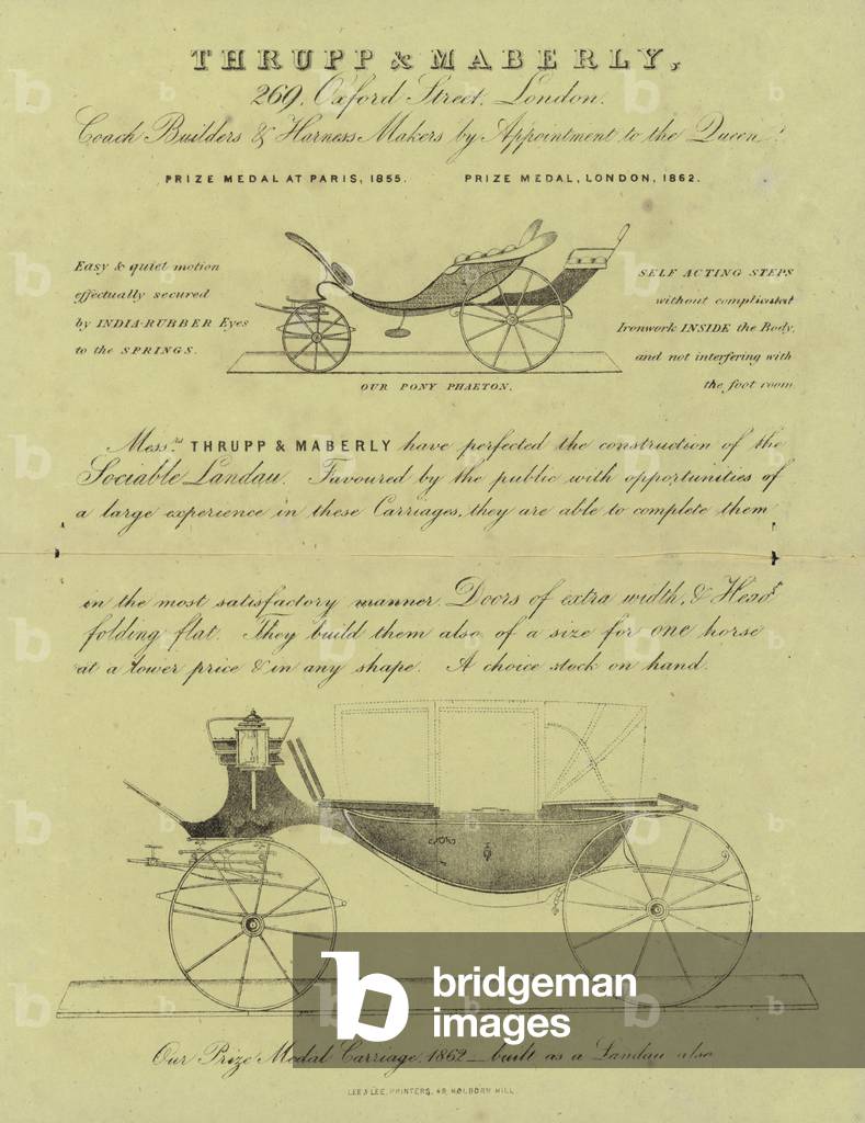 Advertisement for Thrupp & Maberley coach builders and harness makers (litho)