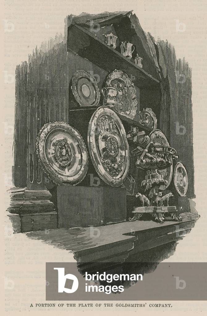 The City Guilds: The Goldsmiths' Company: A portion of the plate of the Goldsmiths' Company (engraving)