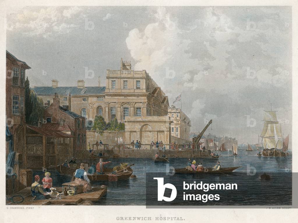 Greenwich Hospital (coloured engraving)
