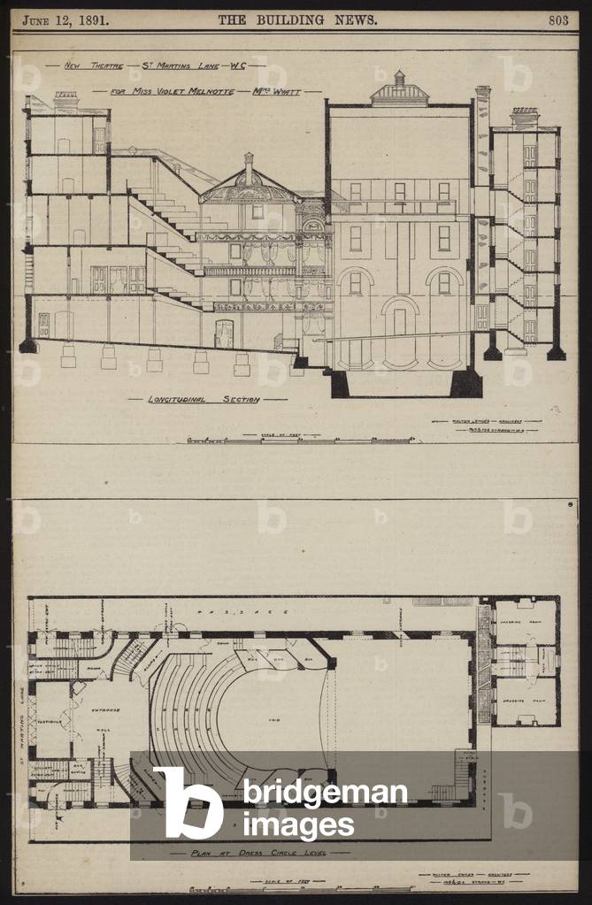 New Theatre, St Martins Lane, Charing Cross, London (engraving)