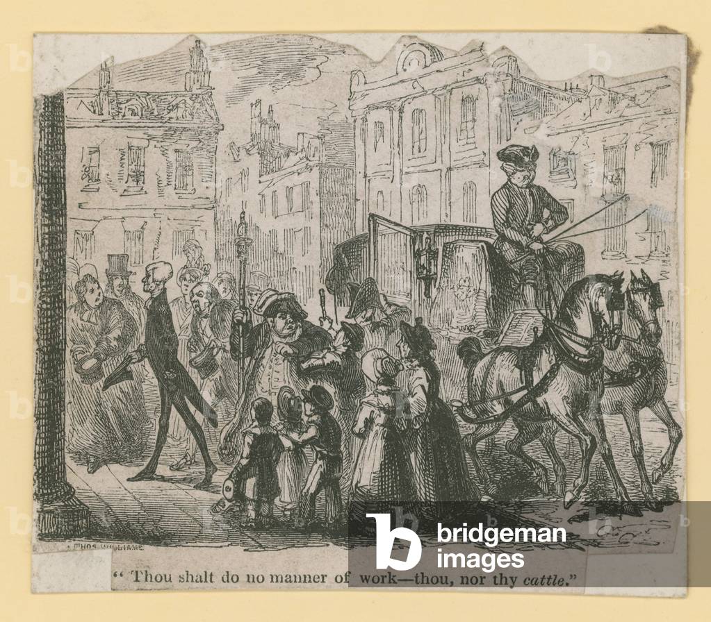Thou shalt do no manner of work - thou, nor thy cattle (engraving)