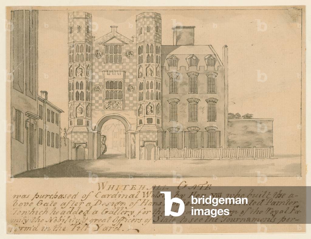 A Gate belonging to the Old Palace of Whitehall (pencil on paper)