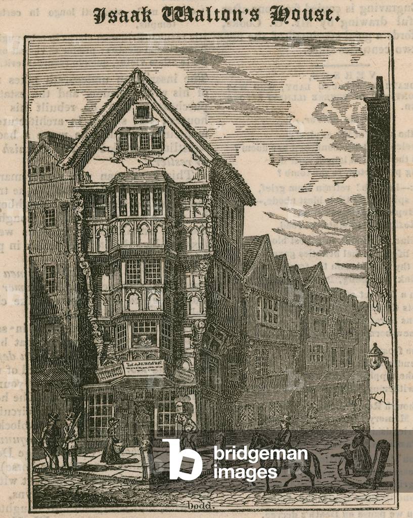 Isaak Walton's House, Fleet Street, London (engraving)