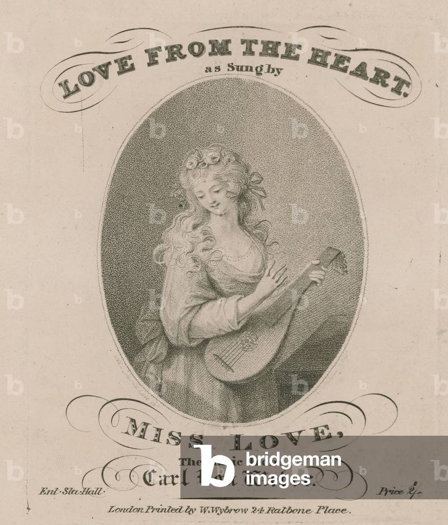 Musical score for Love from the Heart as sung by Miss Love (engraving)