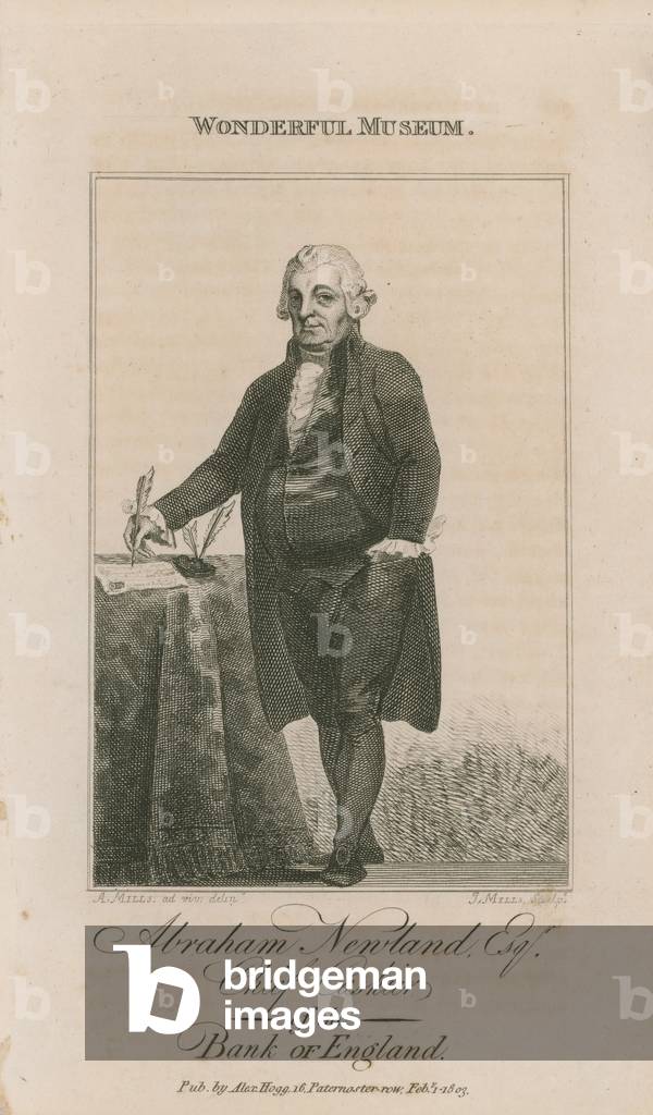Portrait of Abraham Newland (engraving)