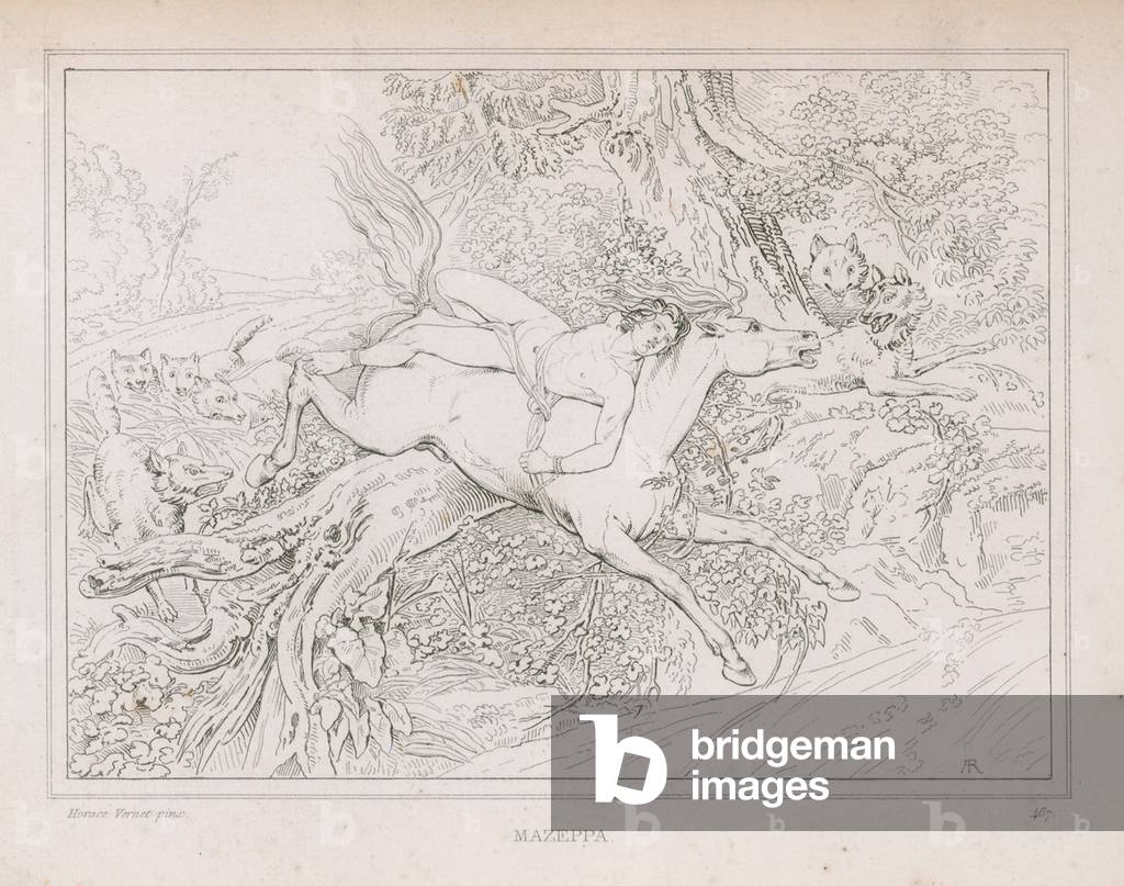 Mazeppa, based on the poem by Lord Byron (engraving)