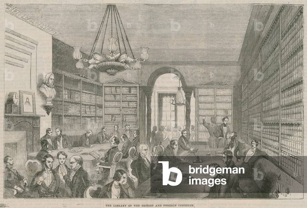 The Library of the British and Foreign Institute (engraving)