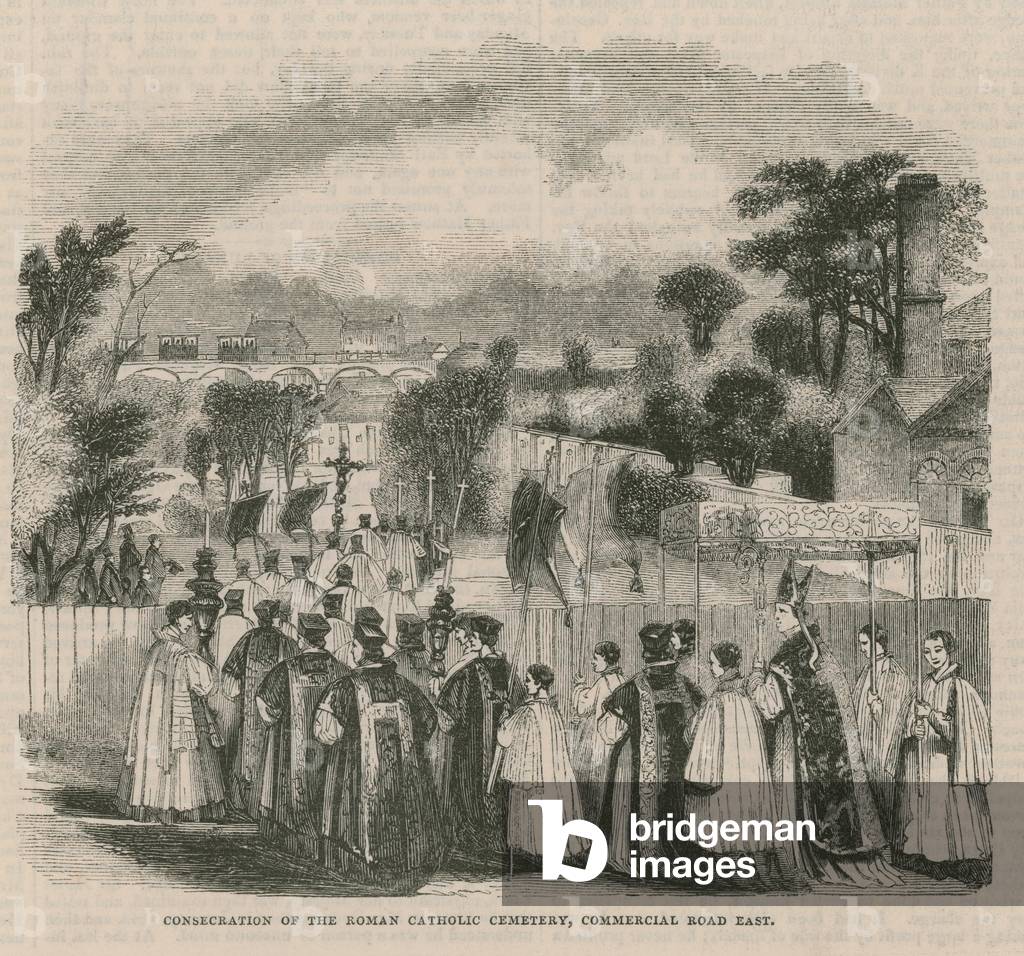 Consecration of the Roman Catholic cemetery (engraving)