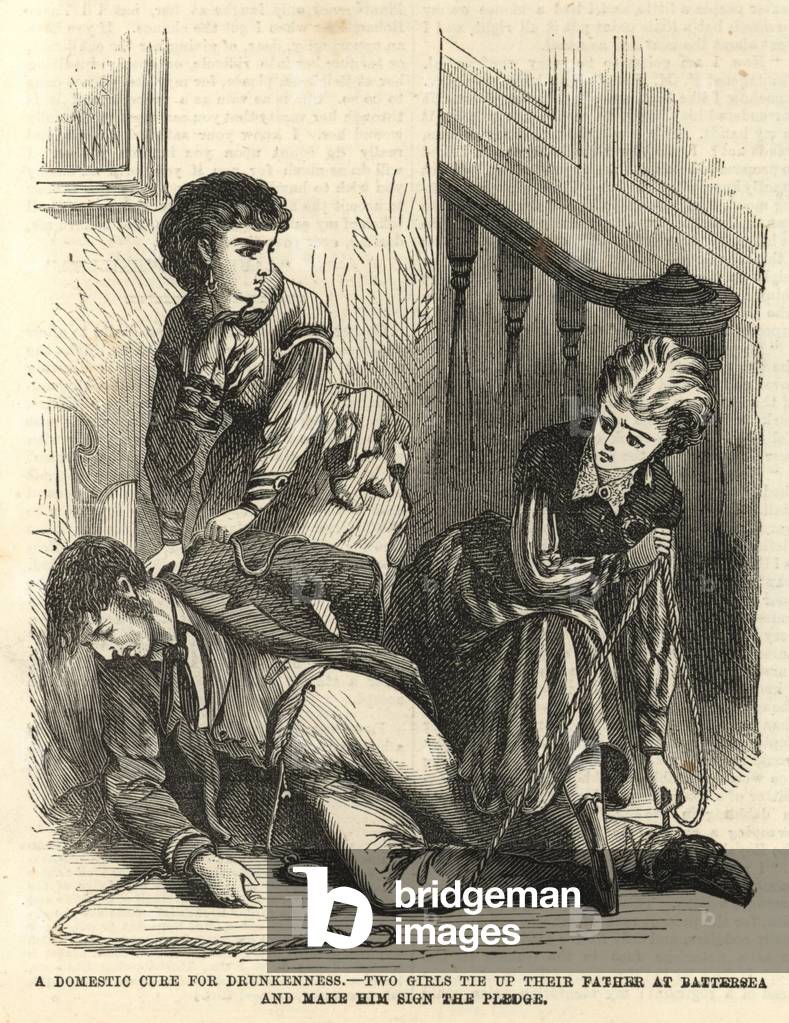 A domestic cure for drunkeness (engraving)
