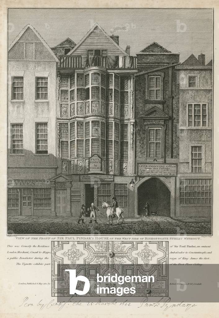View of the front of Sir Paul Pindar's house (engraving)