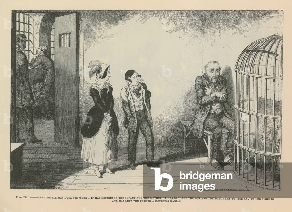 he bottle has done its work (engraving)
