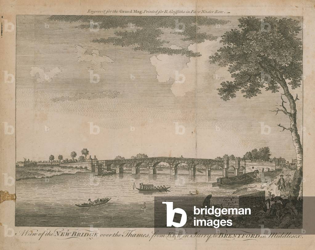 A view of the new bridge over the Thames (engraving)