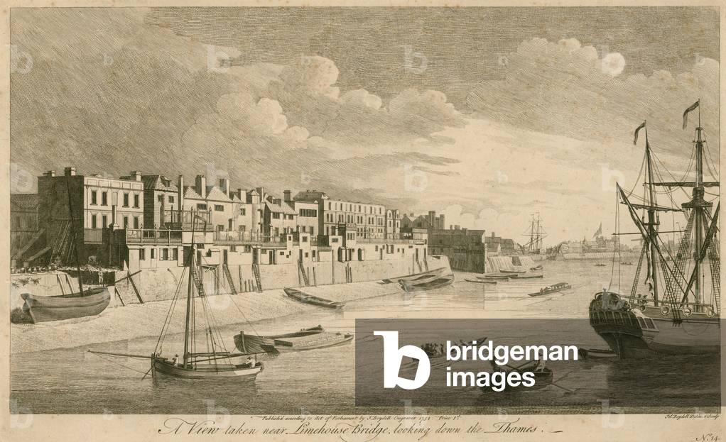 A view taken near Limehouse Bridge looking down the Thames (engraving)