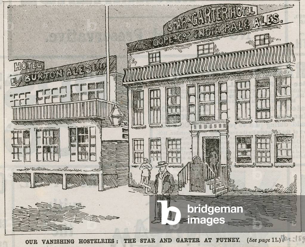 Our vanishing hostelries: The Star and Garter at Putney (engraving)