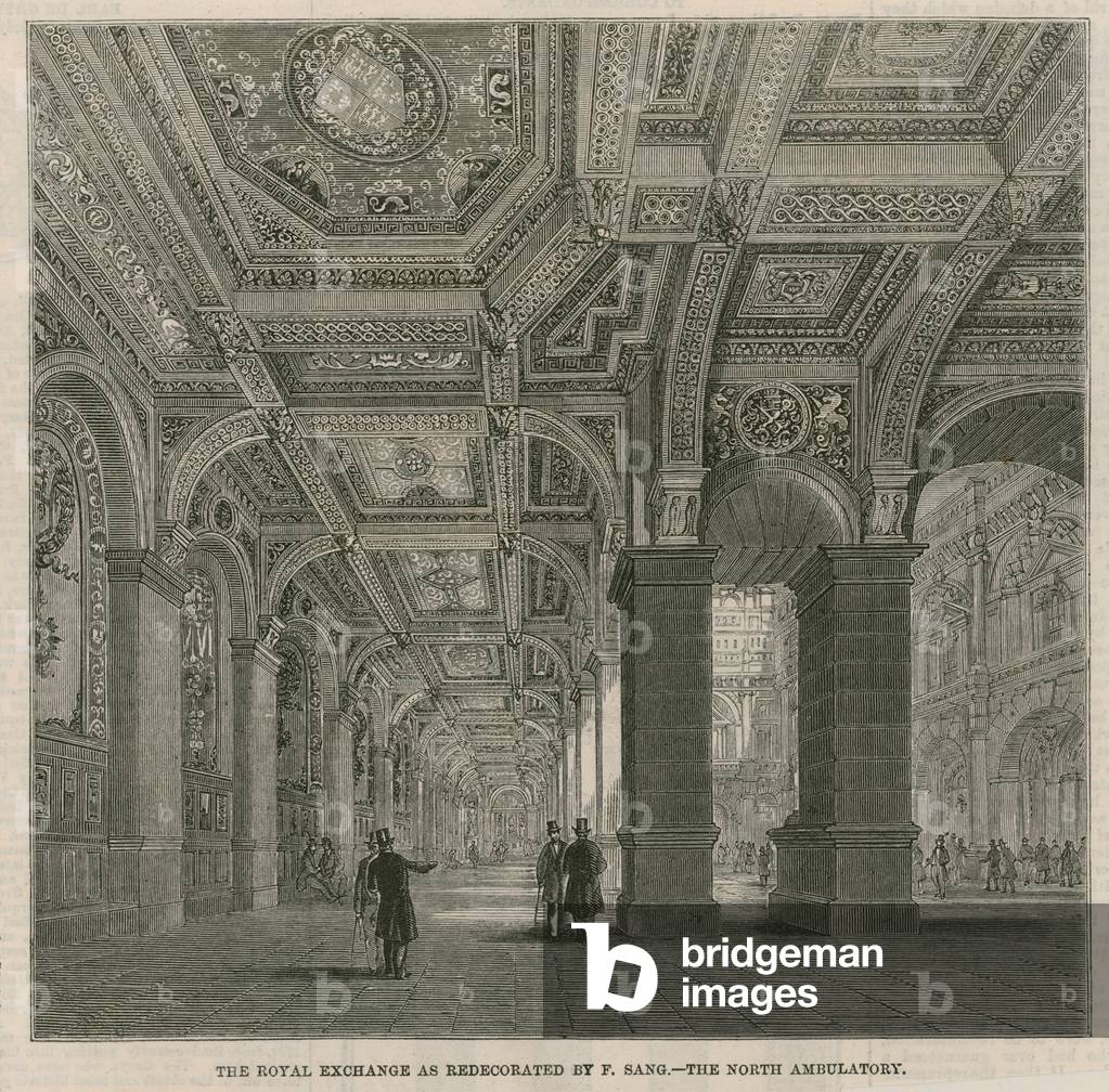 The Royal Exchange as redectorated by F Sang - the north ambulatory (engraving)