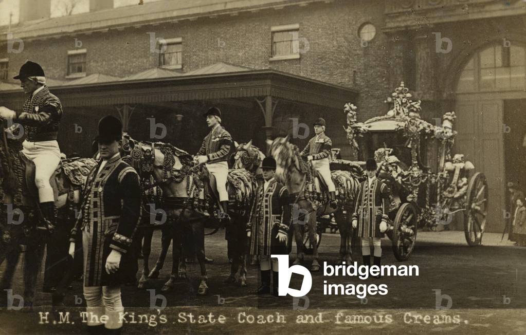 HM The King's State Coach and famous Creams (b/w photo)