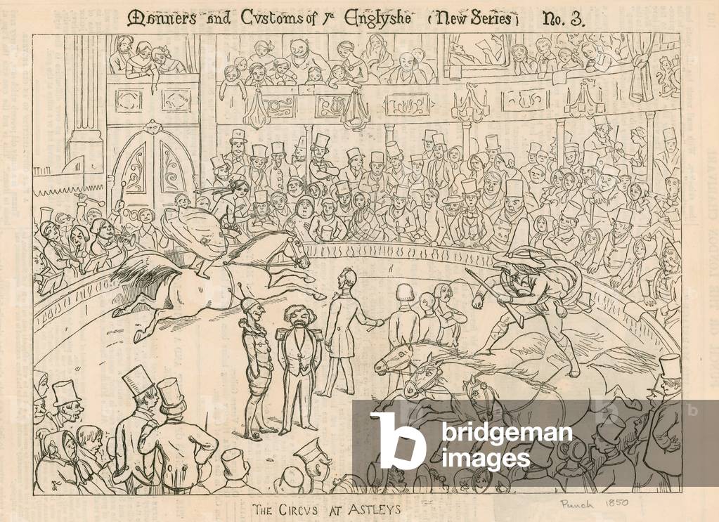 Manners and Customs of The English: The Circus at Astleys (Astley's Amphitheatre), London (engraving)