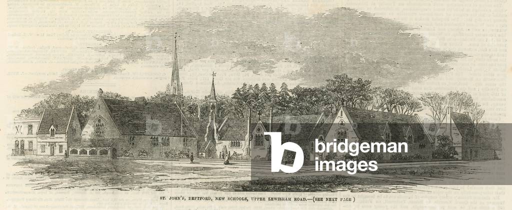 St John's, Deptford, New Schools, Upper Lewisham Road (engraving)