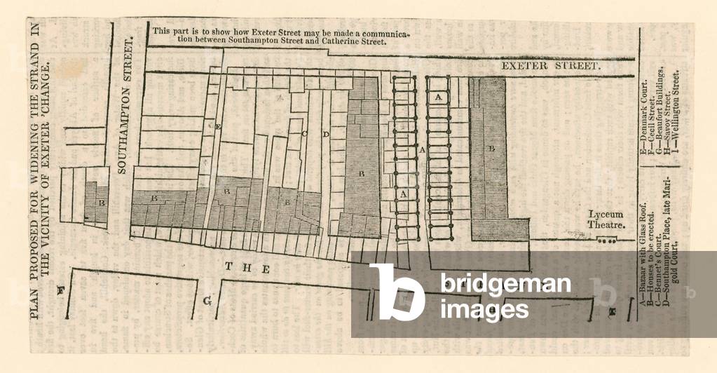 Plan proposed for the widening of The Strand in the vicinity of Exeter Change (engraving)
