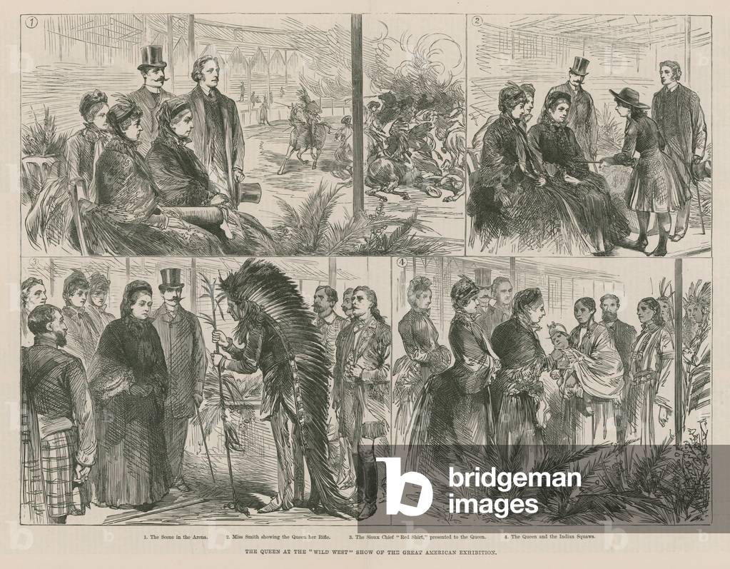 The Queen at the Wild West show of the Great American Exhibition (engraving)