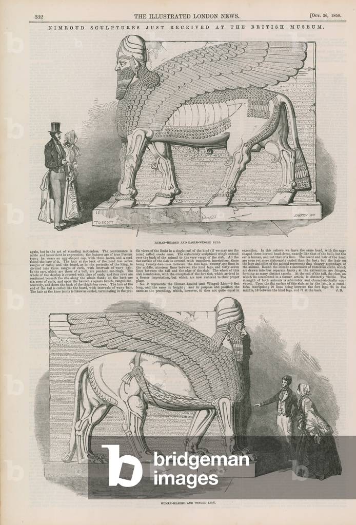 Nimroud Sculptures just received at the British Museum (engraving)
