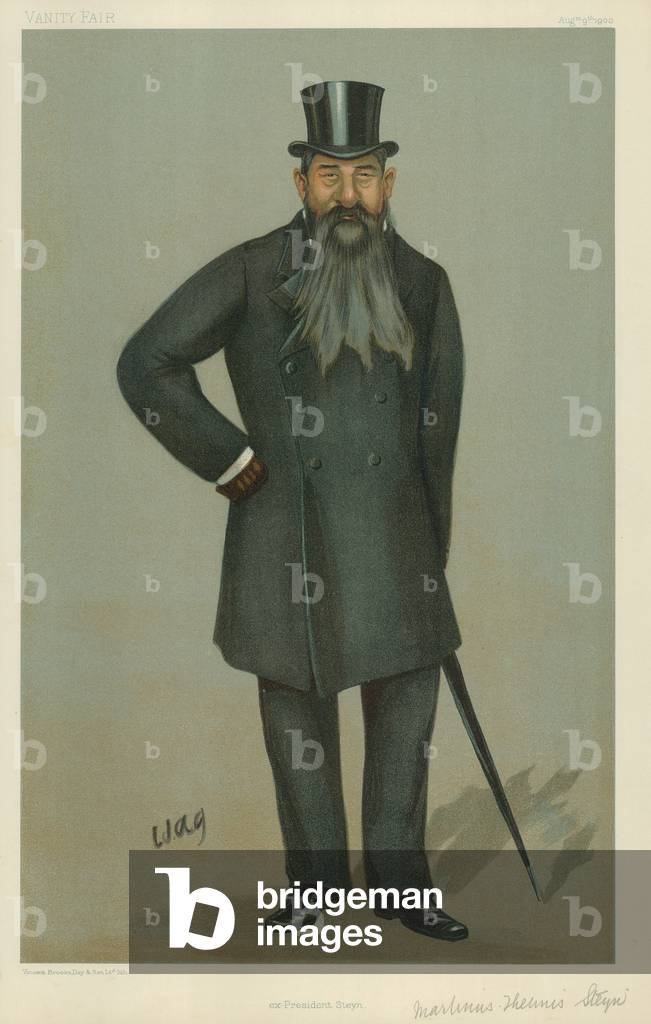 Mr Martinus Theunis Steyn, Ex-president Steyn, 9 August 1900, Vanity Fair cartoon (colour litho)