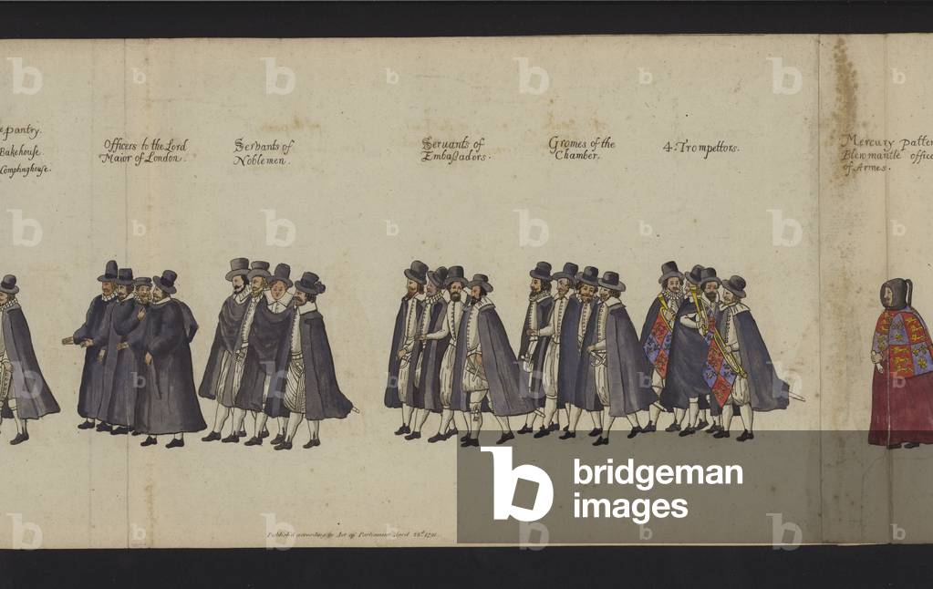 Queen Elizabeth I's Funeral Procession (coloured engraving)