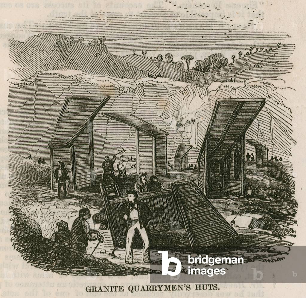 Granite Quarrymen's Huts, Rubislaw, Aberdeen (engraving)