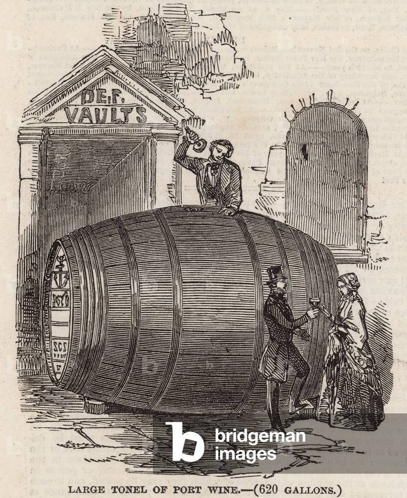 Large tonel of port wine (engraving)