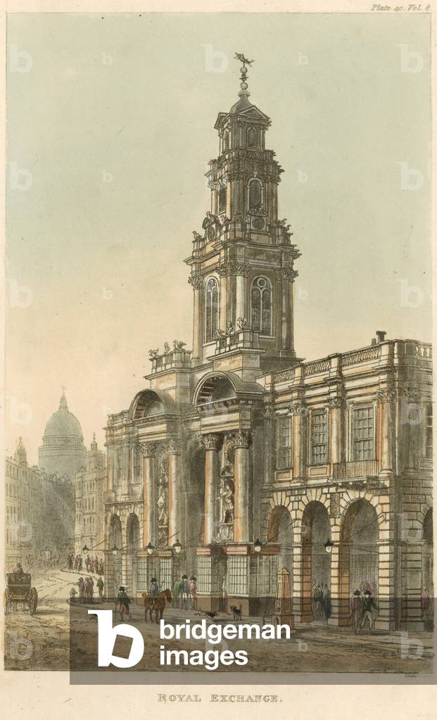 The Royal Exchange, London (coloured engraving)