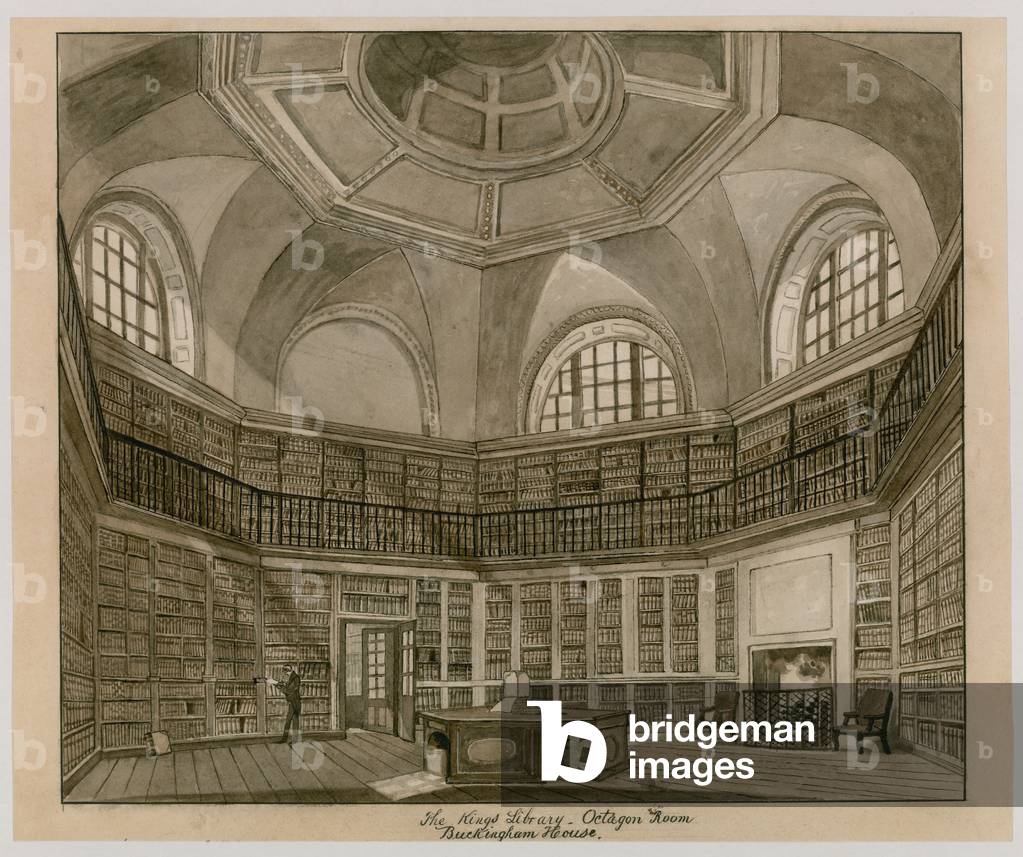The King's Library, Octagon Room, Buckingham Palace (w/c on paper)