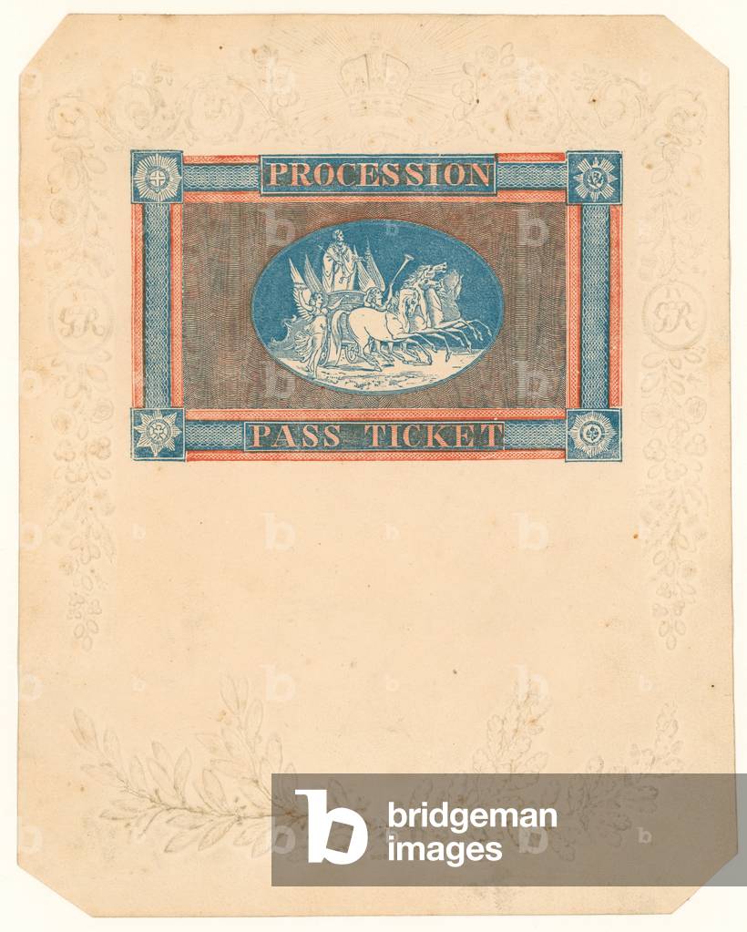 Pass ticket for the Procession for the Coronation of King George IV, 17 July 1821 (engraving)