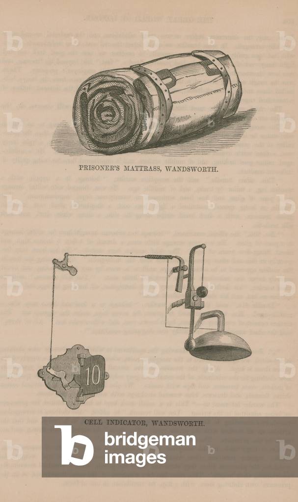 A Prisoner's Mattress and a Cell Indicator (engraving)