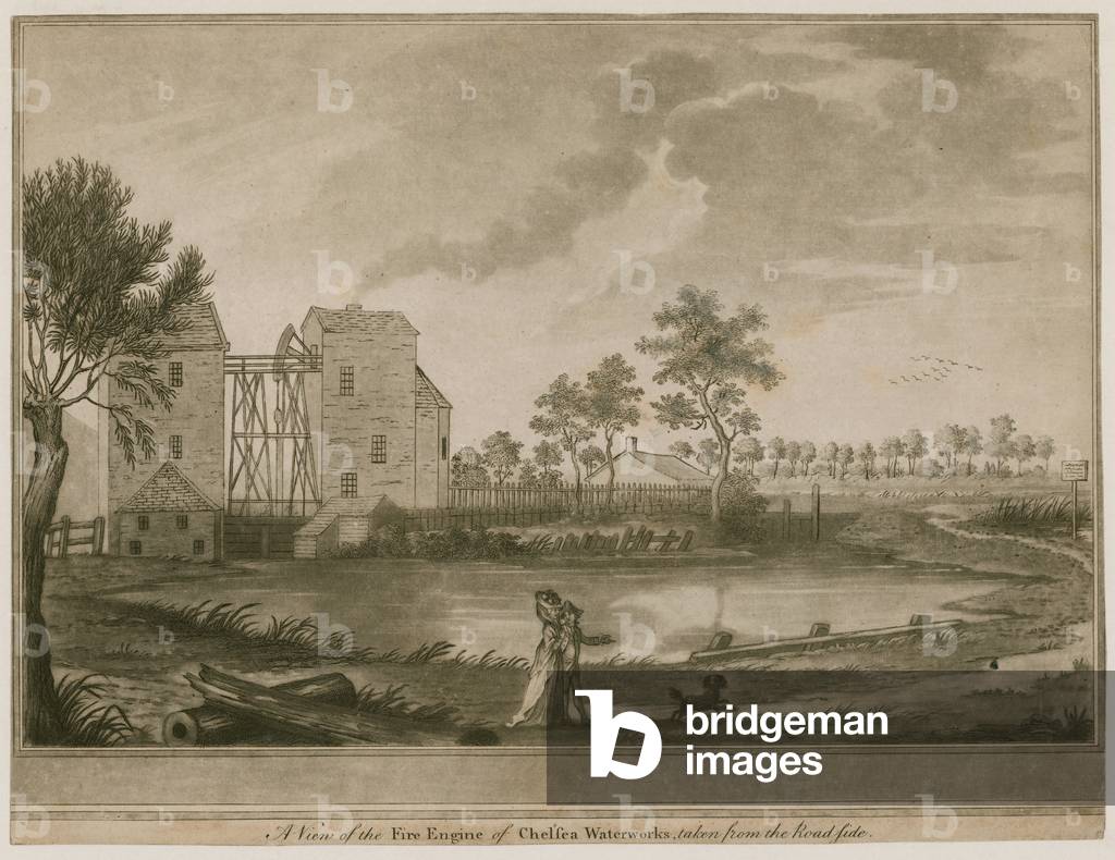 A View of the Fire Engine of Chelsea Waterworks, taken from the Roadside (engraving)