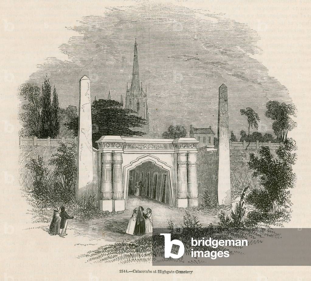 Catacombs of Highgate Cemetery, London (engraving)