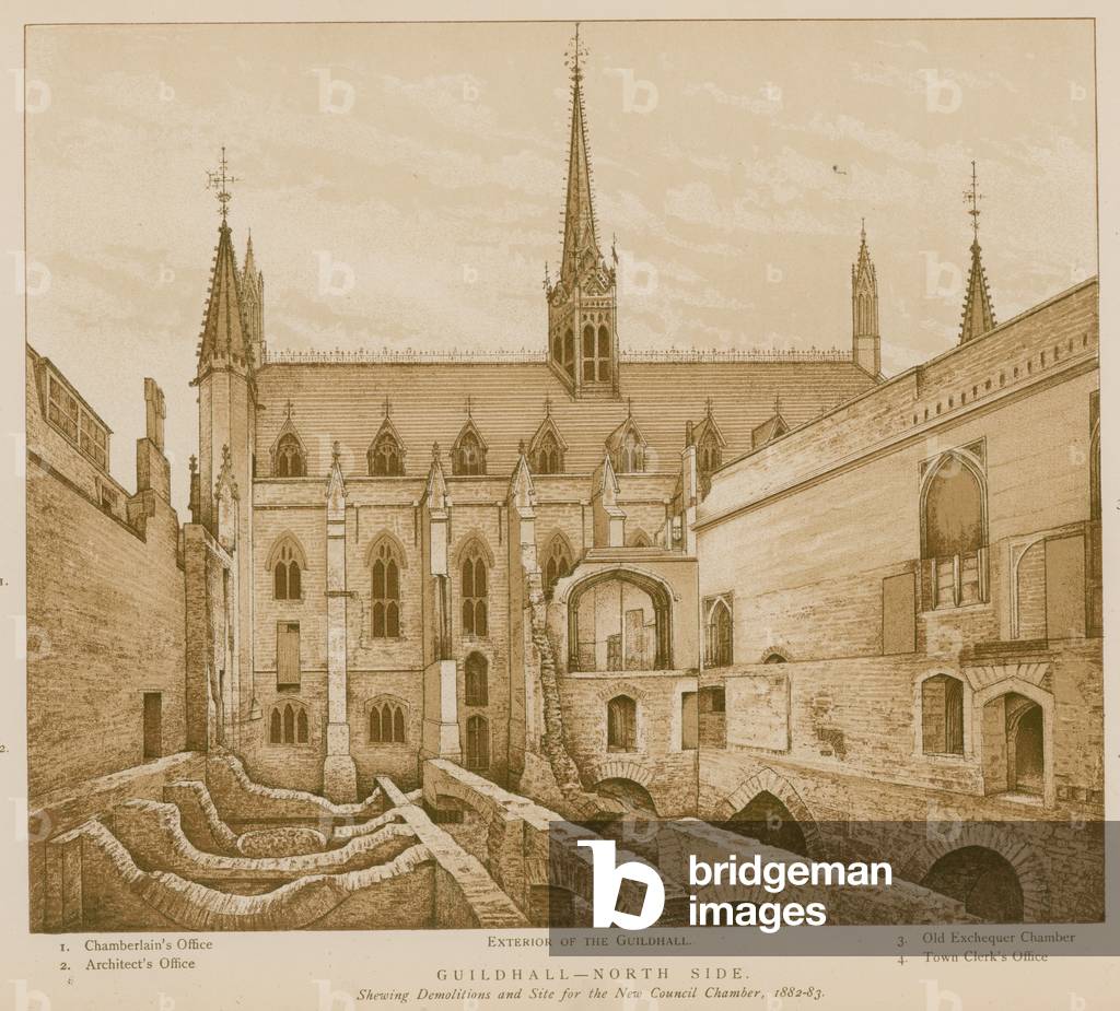 North side of Guildhall, London (engraving)