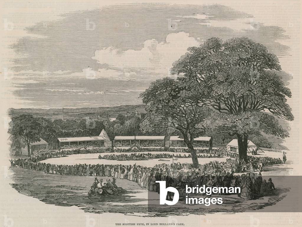 The Scottish fete in Lord Holland's Park (engraving)