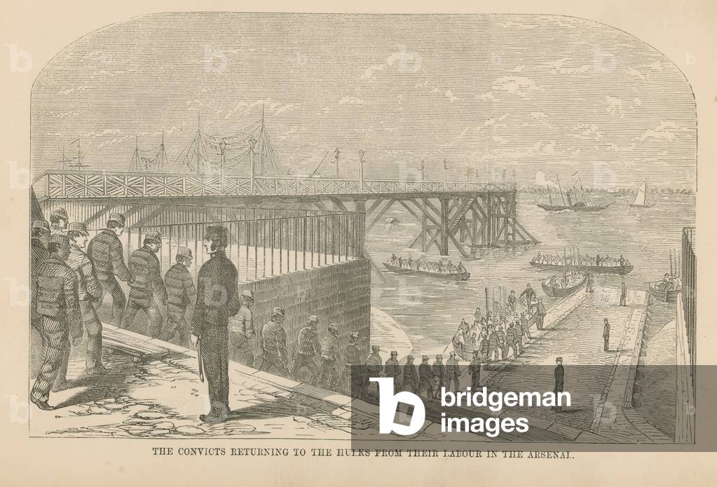 The convicts returning to the hulks (engraving)