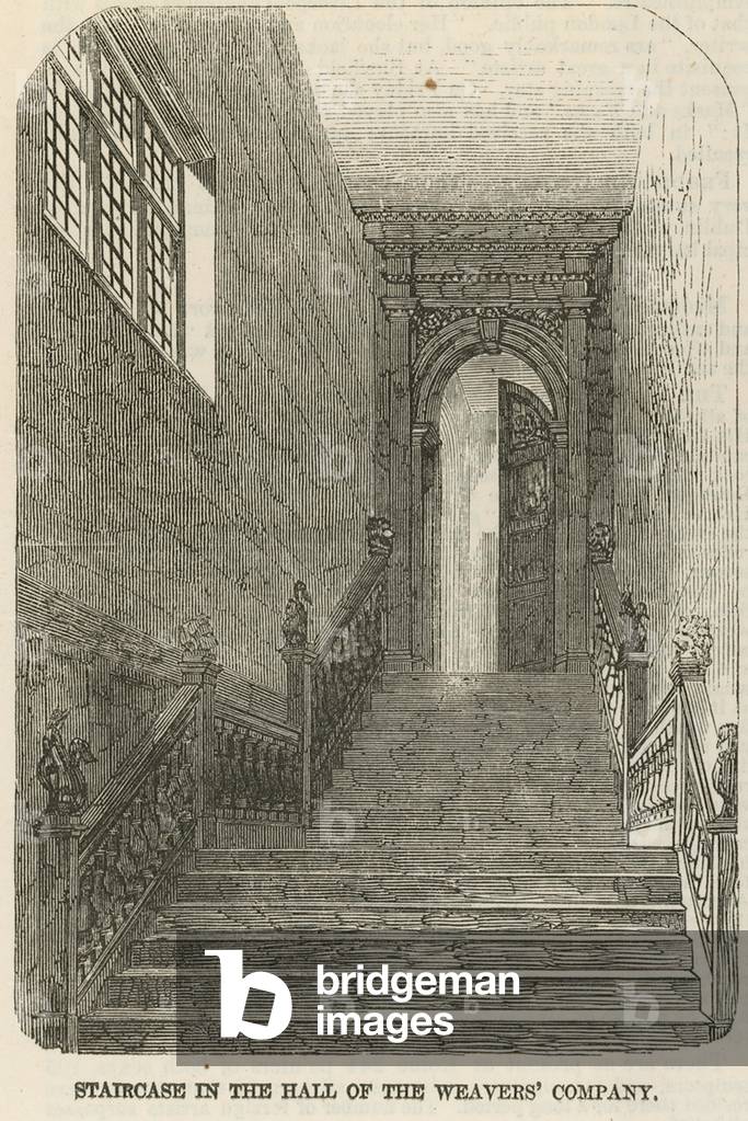 Staircase in the hall of the Weavers' Company (engraving)