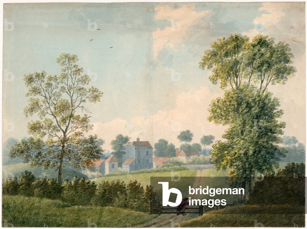 View at the back of Kilburn Wells (w/c on paper)