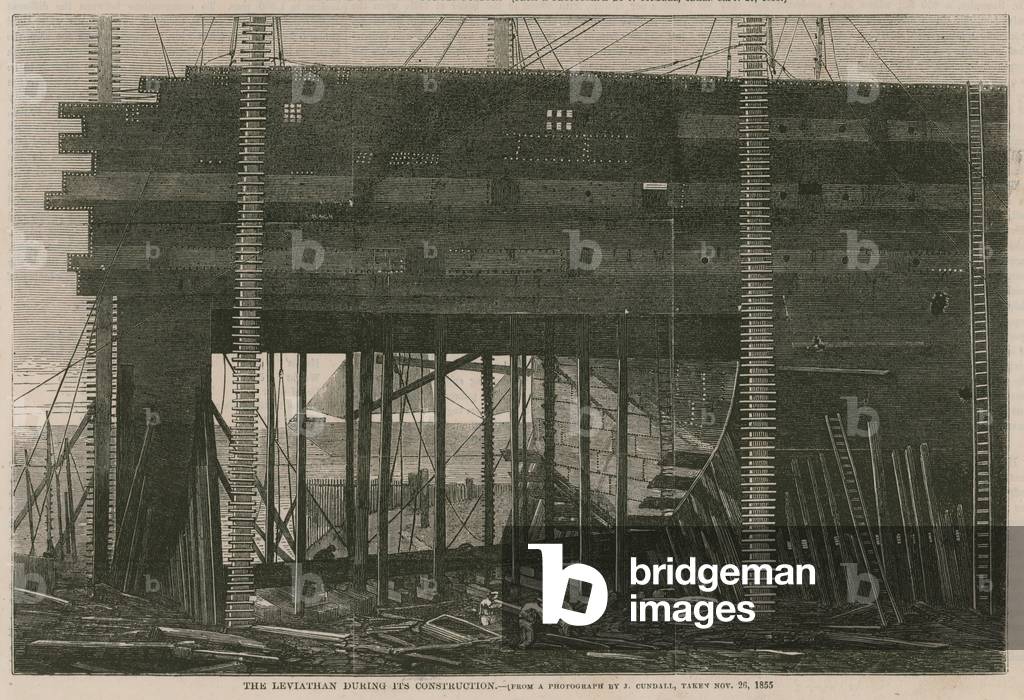 The Leviathan during its construction (engraving)