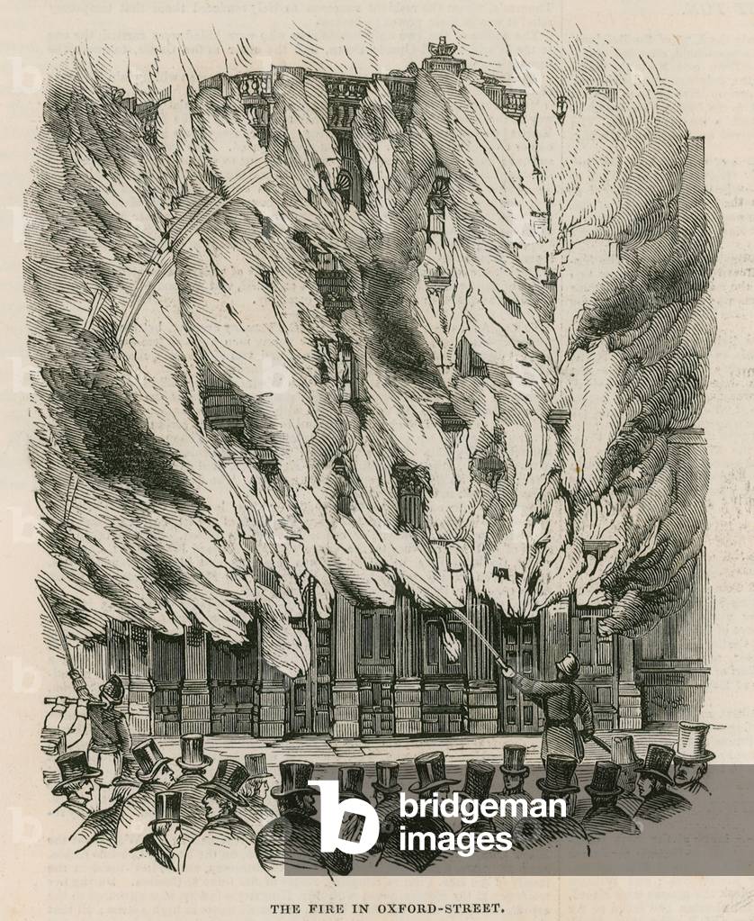 The fire in Oxford Street, London (engraving)