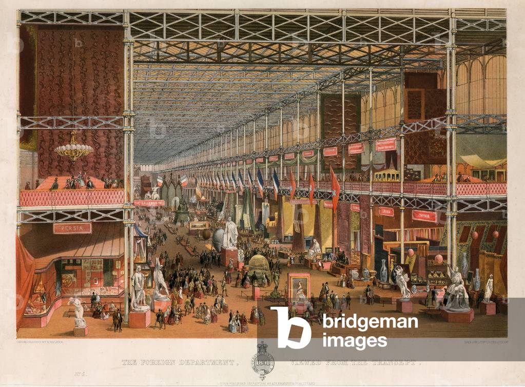The Foreign Department Viewed from the Transept, Great Exhibition, 1851 (coloured engraving)