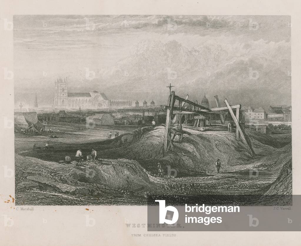 Westminster seen from Chelsea Fields (engraving)
