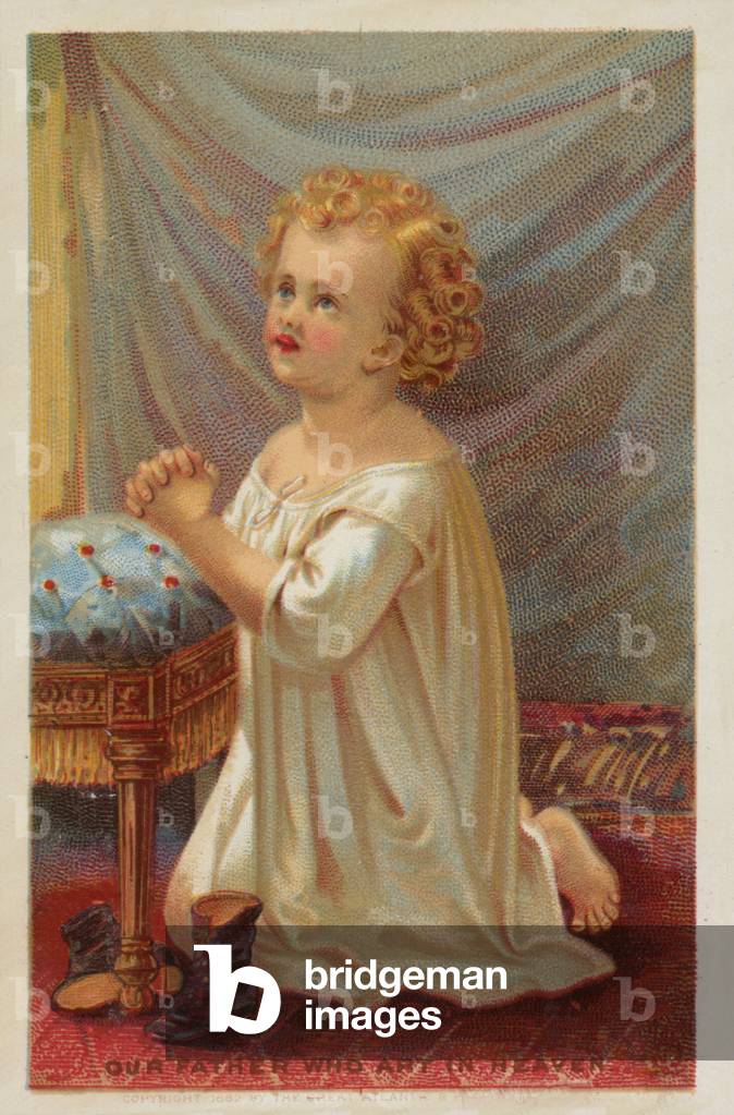 Young Girl Saying Prayers (chromolitho)