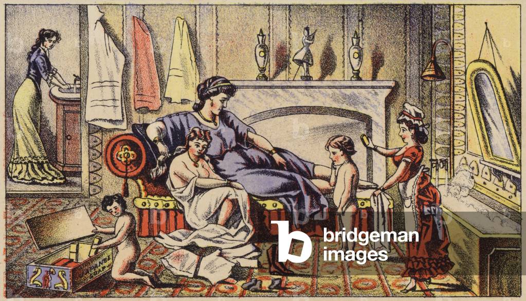 Family Bathtime (chromolitho)