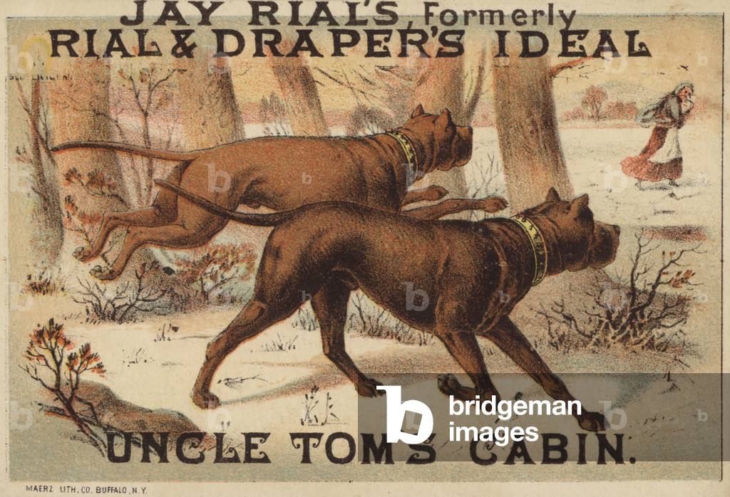 Two Dogs in Woods (chromolitho)