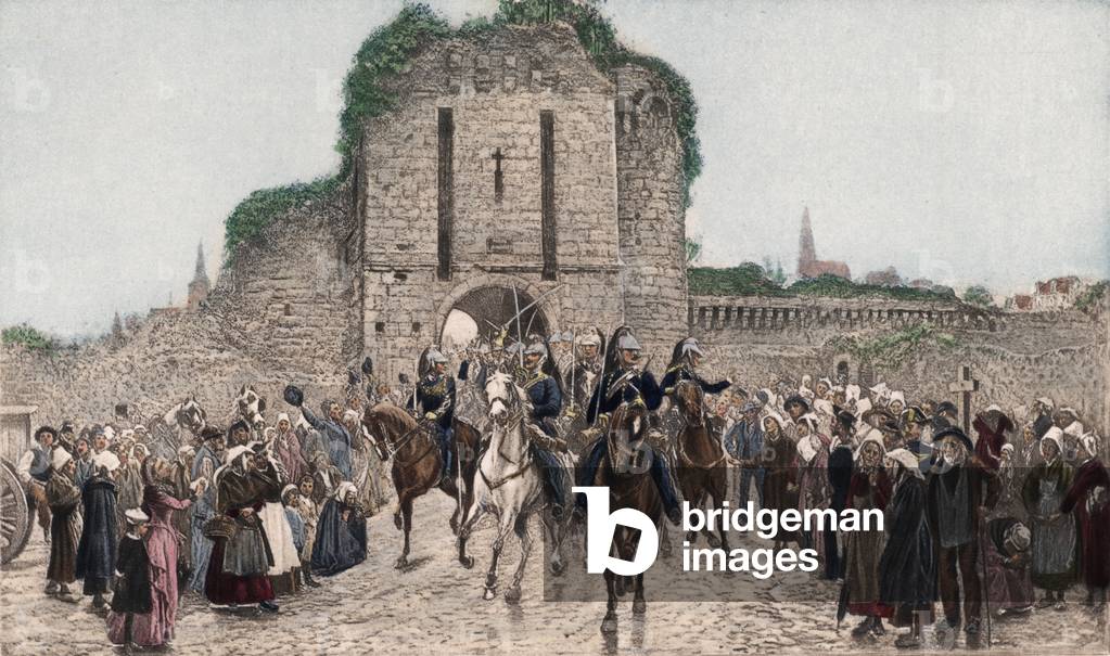 Cavalry Leaving a Breton City (colour photogravure)