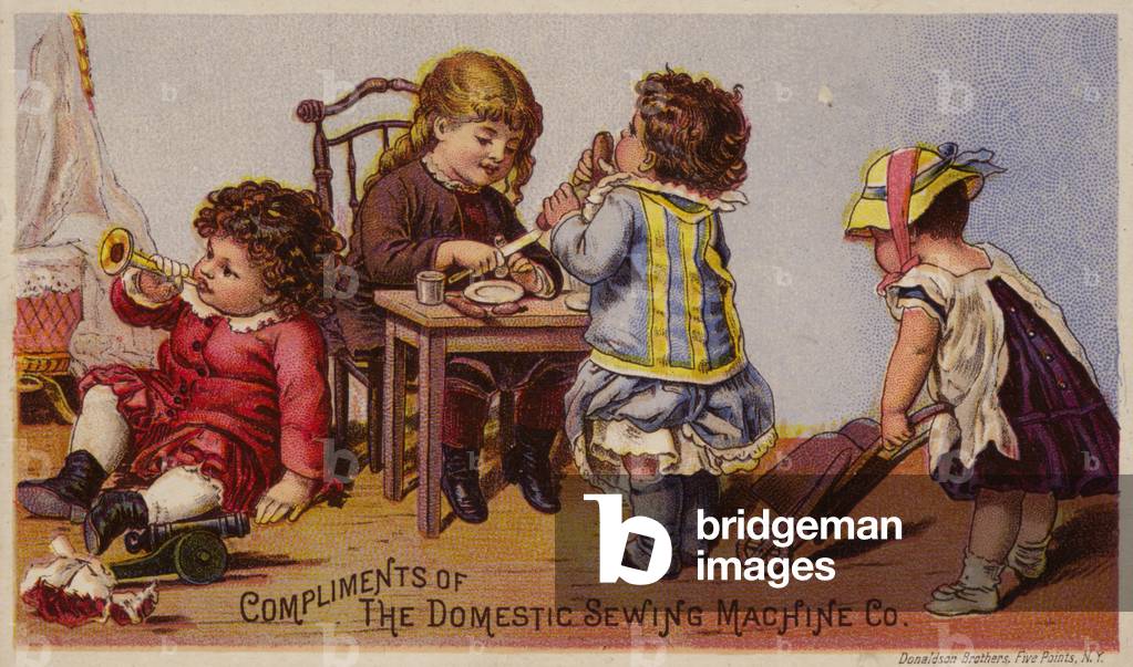 Children Playing And Eating (chromolitho)
