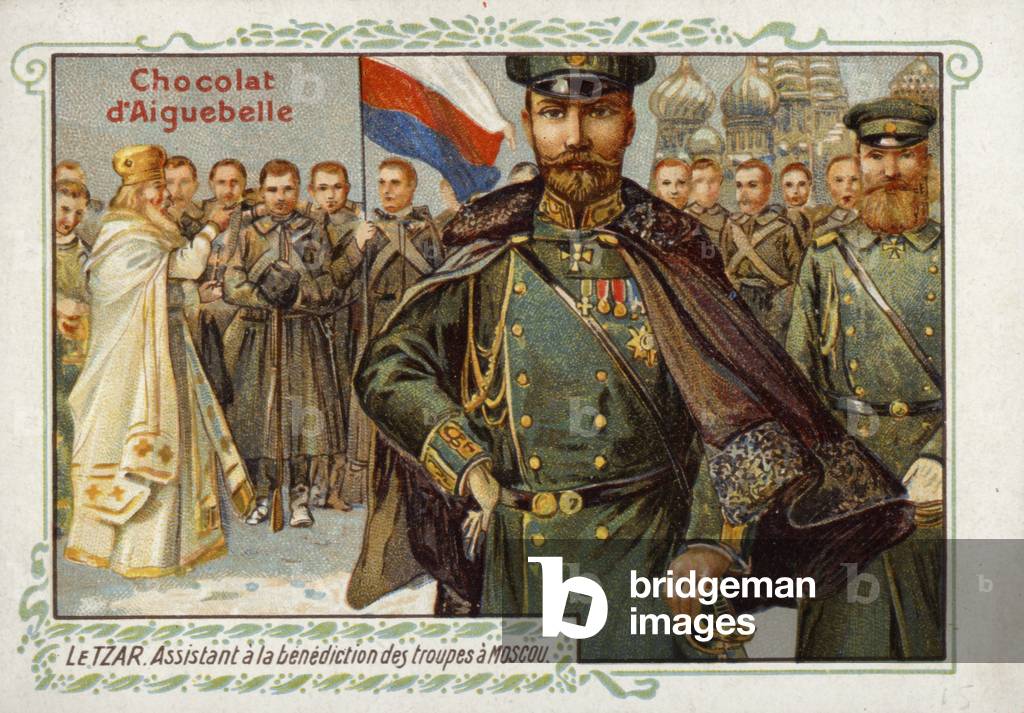 The Czar of Russia, assisting in the blessing of the troups in Moscow (chromolitho)